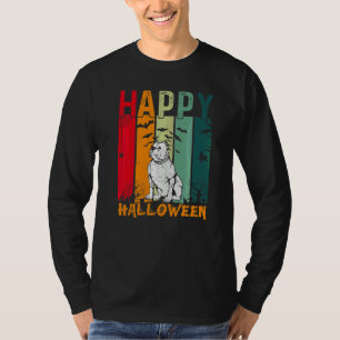 Camiseta Bulldog Inglês Jantar de Halloween em Estilo Retro