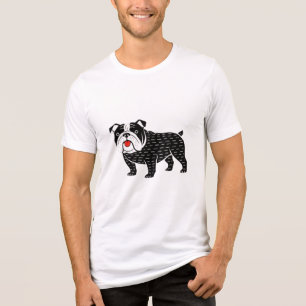 Camiseta Bulldog Kawaii Folk Art Dog Graphic Tee