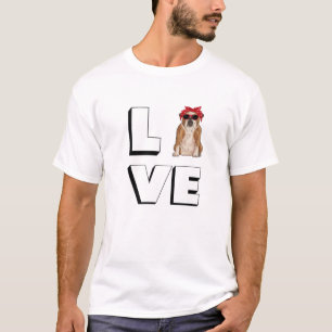 Camiseta Bulldog Love Heart Sunglass Dog English Bulldog