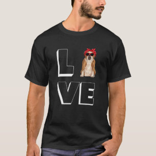 Camiseta Bulldog Love Heart Sunglass Dog English Bulldog