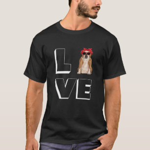 Camiseta Bulldog Love Heart Sunglasses Dog English Bulldog