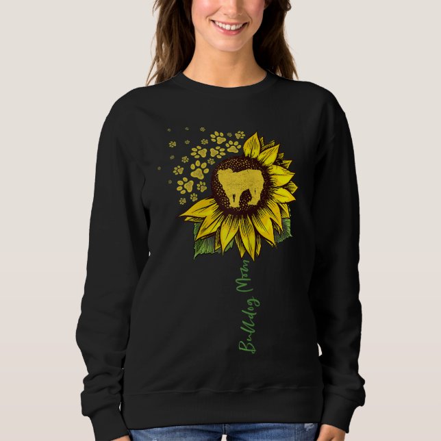 Camiseta Bulldog Mãe Sunflower English Bulldog Dons (Frente)