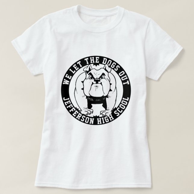 Camiseta Bulldog Mascot Atleta Deixamos Os Cães Saírem Da E (Frente do Design)