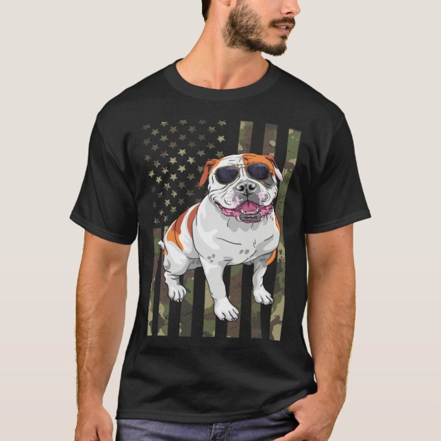 Camiseta Bulldog Men Women American Bulldog Dad Mom Camo US (Frente)