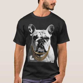 Camiseta Bulldog preto e branco com dourado