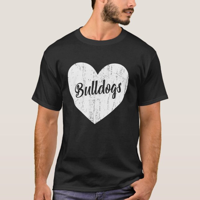 Camiseta Bulldog School Sports Fan Team Spirit Mascot Heigh (Frente)