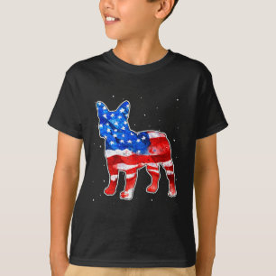 Camiseta Bulldog Tie Dye American Flag Patriótico 4º De Jul