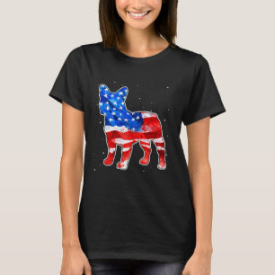 Camiseta Bulldog Tie Dye American Flag Patriótico 4º De Jul