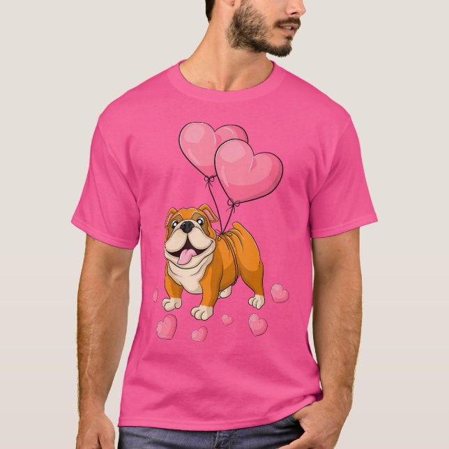 Camiseta Bulldog Valentines Day Holding Balloon Heart My Va (Frente)