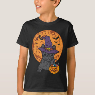 Camiseta Bulldog Witch Moon Pumpkin Halloween Frenchog