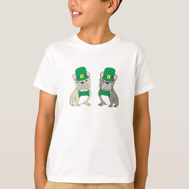 Camiseta Bulldogs Franceses do Dia de São Patrício (Frente)
