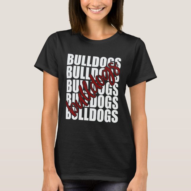 Camiseta Bulldogs Maroon School Sports Fan Team Spirit (Frente)