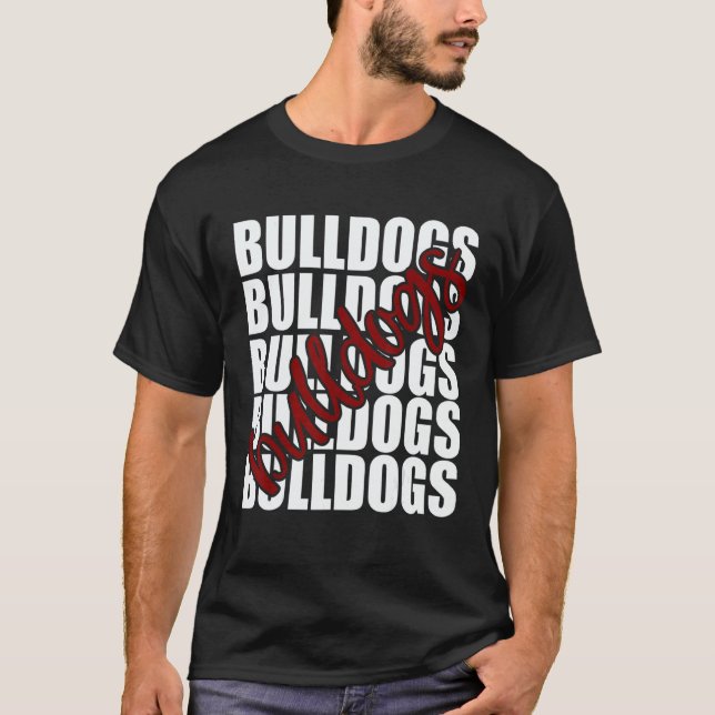 Camiseta Bulldogs Maroon School Sports Fan Team Spirit (Frente)