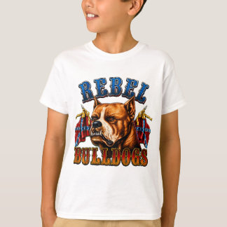 Camiseta Bulldogs Rebeldes Feroz Cão Design Gráfico Vintage