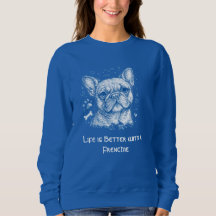 Bulldogue Francês desenho linear azul doodle frenc