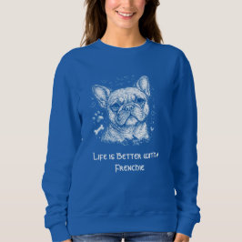 Camiseta Bulldogue Francês desenho linear azul doodle frenc