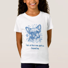 Bulldogue Francês desenho linear azul doodle frenc