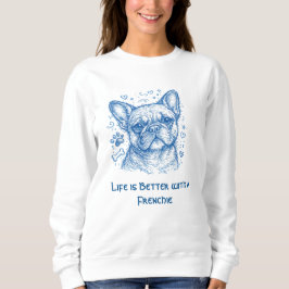 Camiseta Bulldogue Francês desenho linear azul doodle frenc