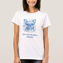 Bulldogue Francês desenho linear azul doodle frenc