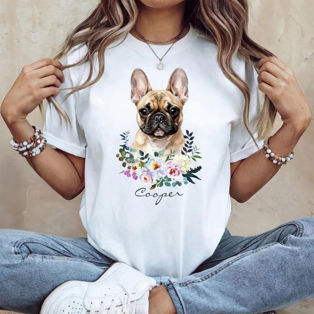 Camiseta Bulldogue Francês em Aquarela (Criador carregado)