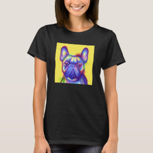 Camiseta Bulldogue Francês em aquarela sobre um fundo amare