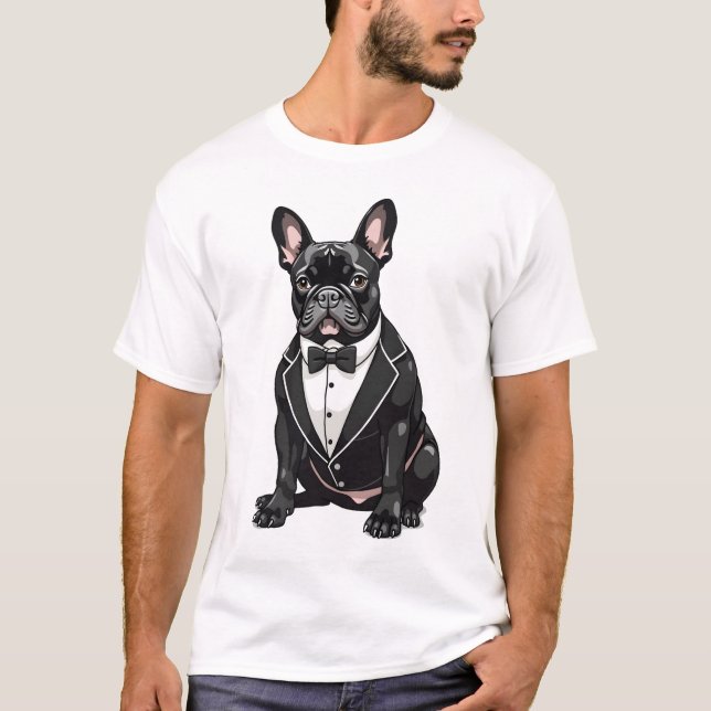 Camiseta Bulldogue Francês em Smoking (Frente)