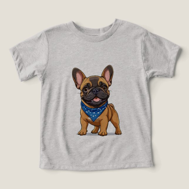 Camiseta Bulldogue Francês estilo cartoon (Design frontal)