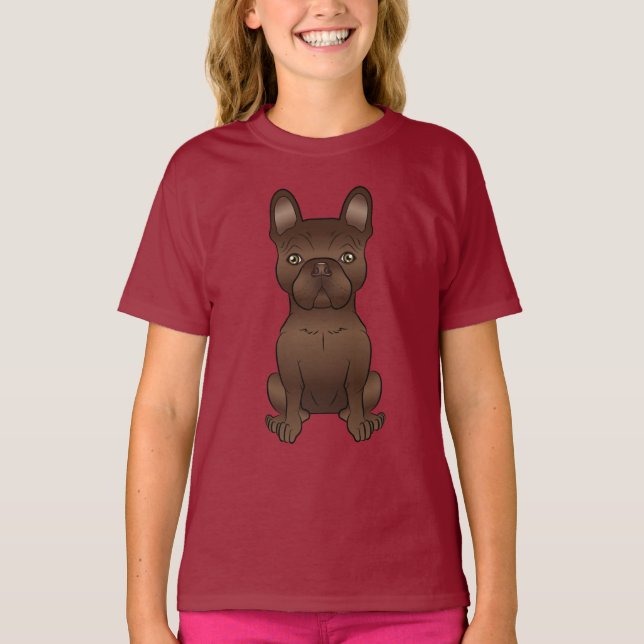 Camiseta Bulldogue Francês Marrom / Frenchie Cachorro de De (Frente)