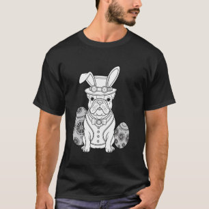 Camiseta Bulldogue Francês Orelhas de Coelho de Páscoa Ovos