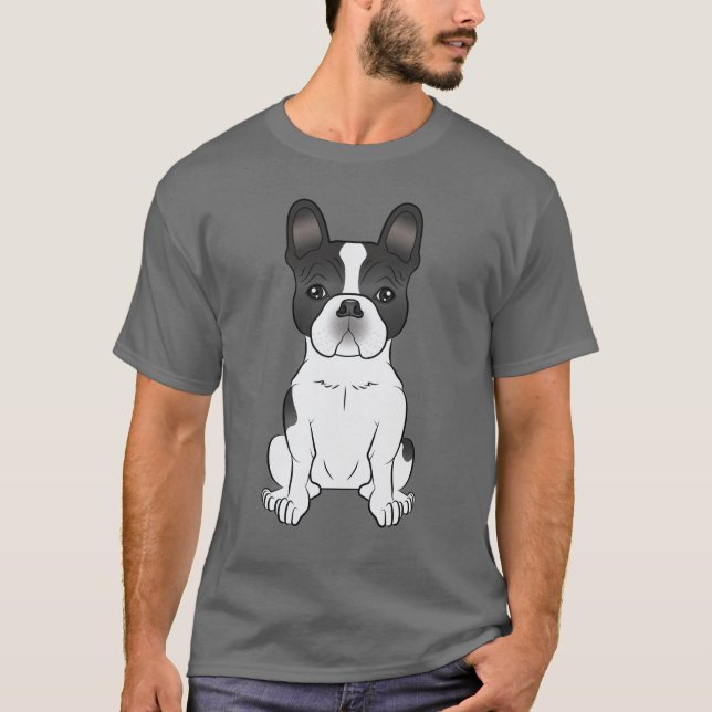 Camiseta Bulldogue Francês Preto Piebald / Frenchie Cachorr (Frente)