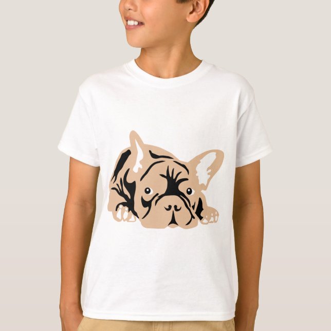 Camiseta Bulldogue Francês rosa (Frente)