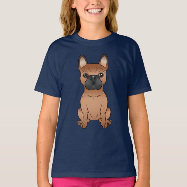 Camiseta Bulldogue Francês Vermelho / Frenchie Cachorro de  (Frente)