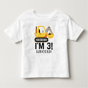 Camiseta Bulldozer De Construção De aniversário de 3 anos P