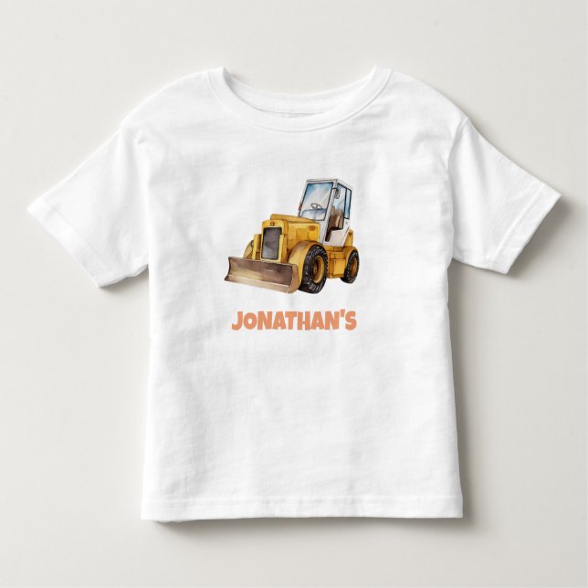 Camiseta Bulldozer Do Veículo De Construção De Nome Persona (Frente)