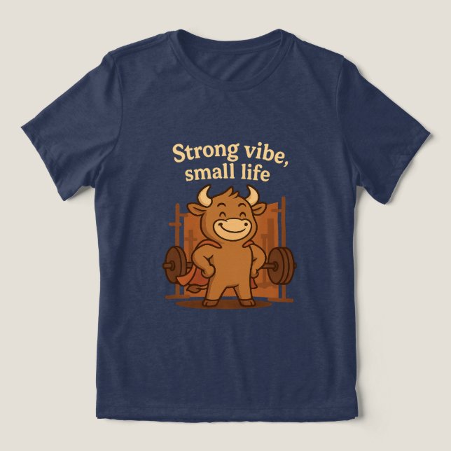 Camiseta Bullio® - Víblias fortes, vida pequena | Cartoon E (Design frontal)