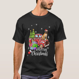 Camiseta Bullmastiff Andando em Caminhão Vermelho Natal Fel
