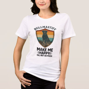 Camiseta Bullmastiff Faça Me Feliz Cão Escudo Retro Pôr do