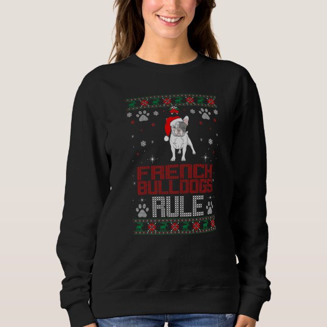 Camiseta Bulls Franceses Regra Pet Christmas Ugly Sweater (Frente)