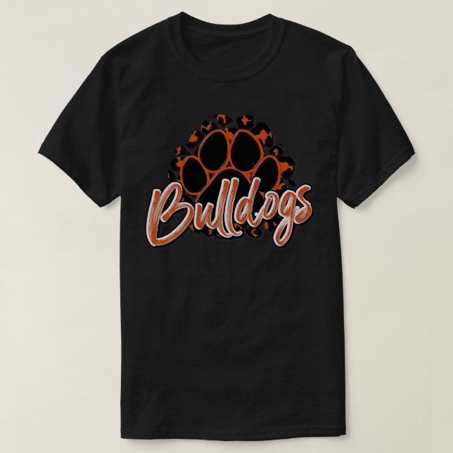 Camiseta Bulls Orange Black Cheetah School Sports Fan ea (Frente do Design)