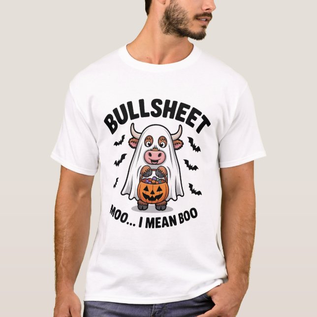 Camiseta BULLSHEET Halloween Vaca Fofa em Fantasma (Frente)