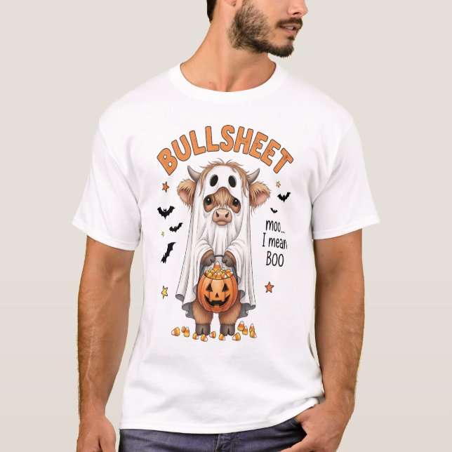 Camiseta Bullsheet Highland Cow Funny Ghost (Frente)