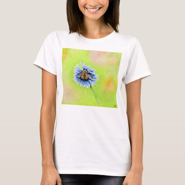 Camiseta Bumble Bee em uma pintura de flor (Frente)
