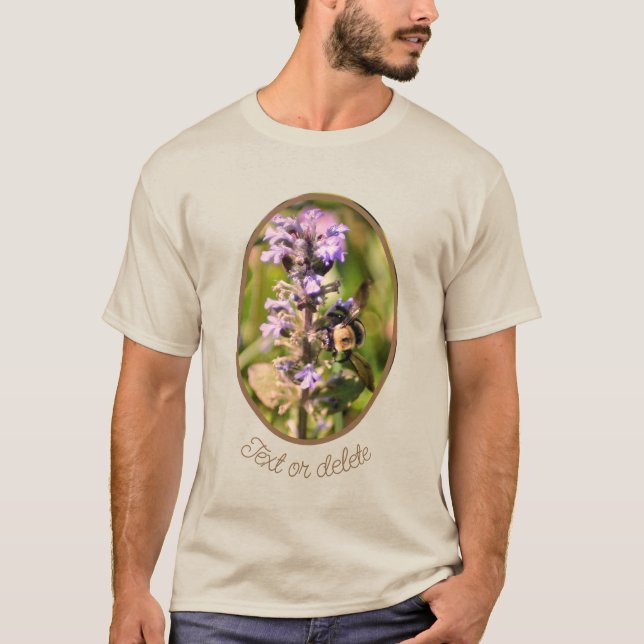 Camiseta Bumble Bee Na Flor Roxa Personalizada (Frente)