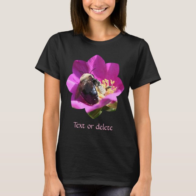 Camiseta Bumble Bee On Pink Rose Nature Personalized (Frente)