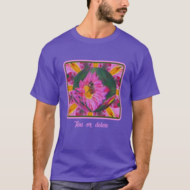 Camiseta Bumble Bee Pink Daisy Abstrato Nature (Frente)