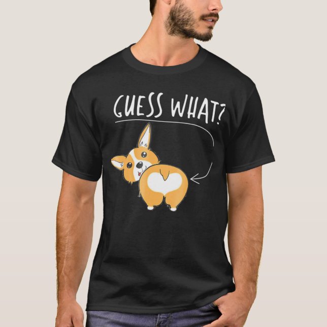 Camiseta Bumbum Adorável Corgi Adivinha O Que (Frente)