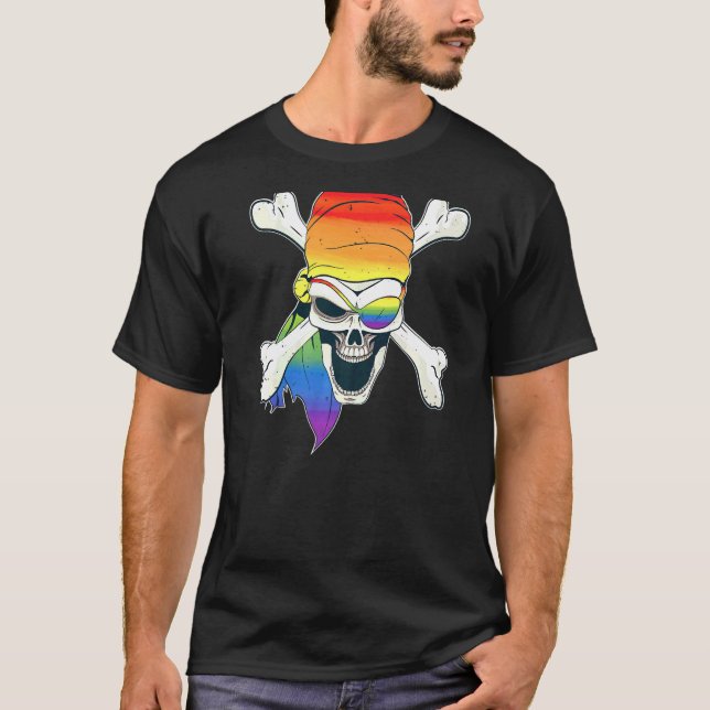 Camiseta Bumbum de Halloween Pirate Scary Jolly Roger Rainb (Frente)