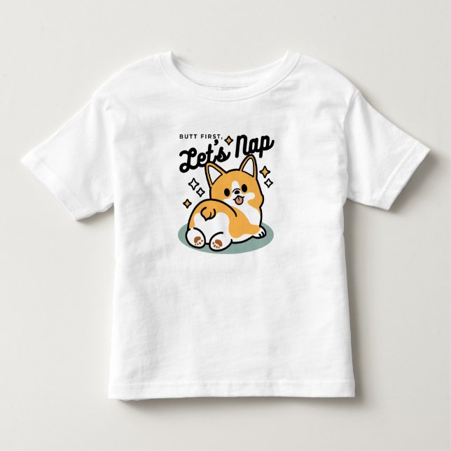 Camiseta Bumbum Primeiro, Vamos Nap - Bumbum Corgi Cute (Frente)