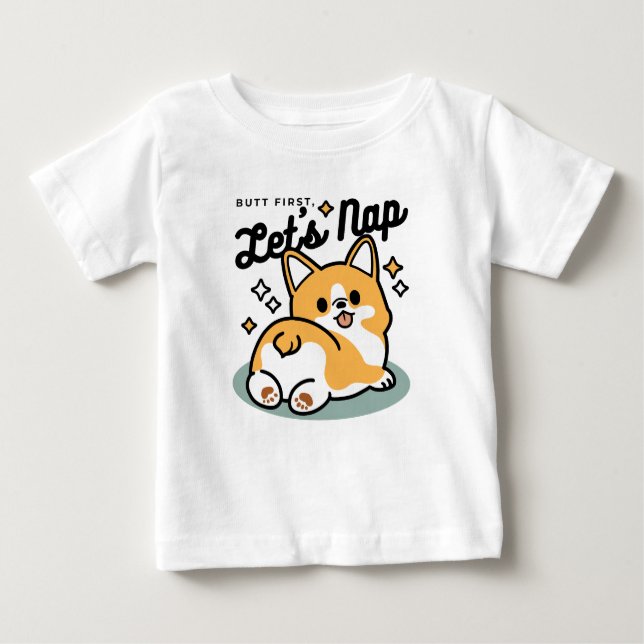 Camiseta Bumbum Primeiro, Vamos Nap - Bumbum Corgi Cute (Frente)