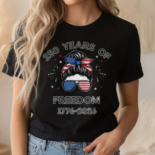 Camiseta Bun Patriótico Desgrenhado do 250º Aniversário dos